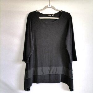 Travelers By Chico's Womens Black Asymmetrical Velour Tunic Top Size 2 US 12/14